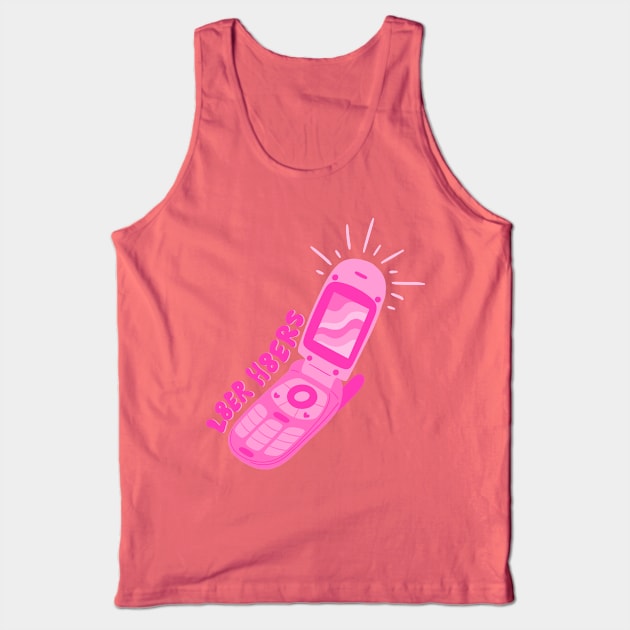 L8er H8ers y2k Pink Flip Phone Tank Top by Moon Ink Design